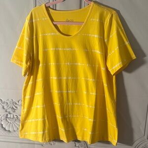 d& Co Yellow Tie-Dye Women's Top Sz L